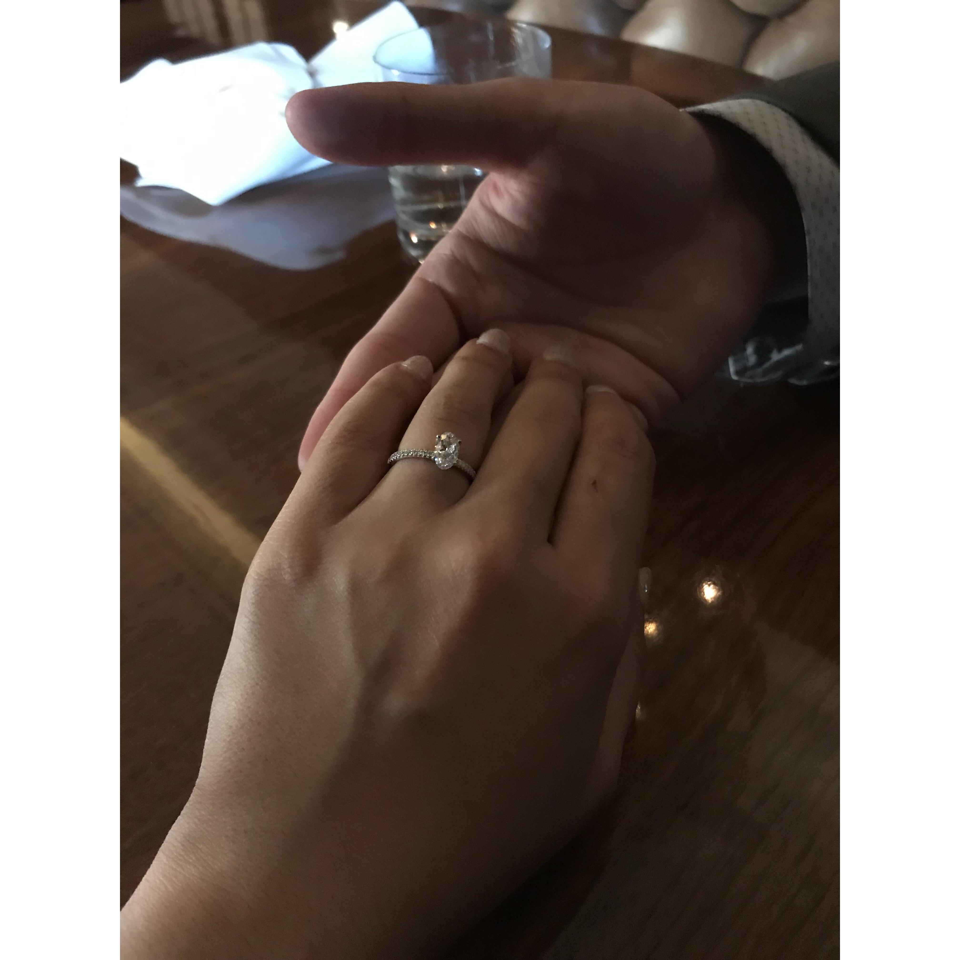 The beautiful ring that Nicholas proposed with (July 2019).