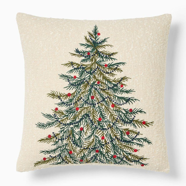 Tannenbaum Tree Pillow Cover, 20x20, Alabaster