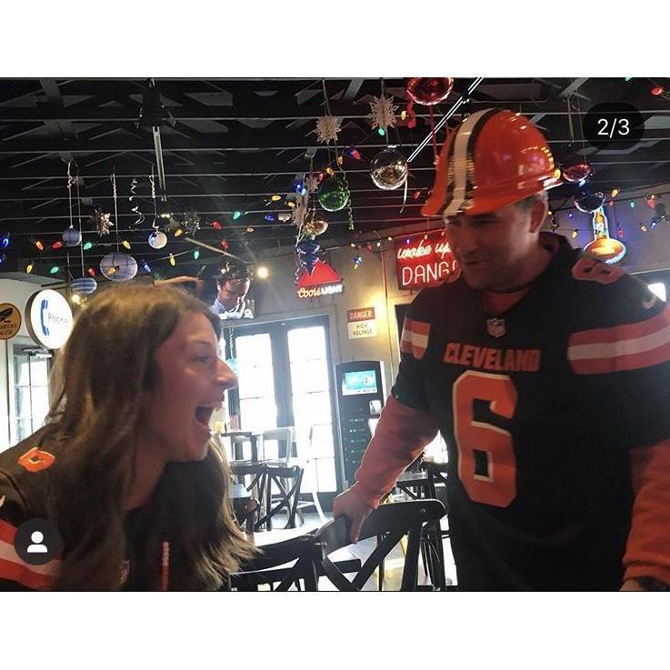 I think the Browns scored a touchdown. I also think I might have accidentally flipped a chair.