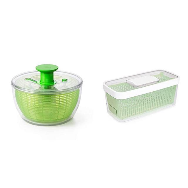 OXO Good Grips Salad Spinner,Green, Large & Good Grips GreenSaver Produce Keeper - Large