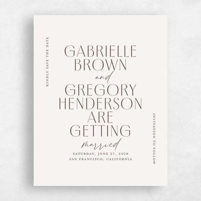 Light Oatmeal, Beige Wedding Save the Date - Brooklyn Portrait