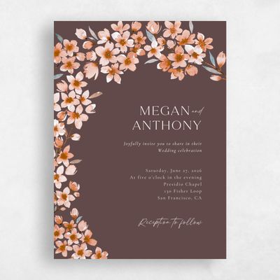 Brown Floral Wedding Invitation - Shinya Portrait