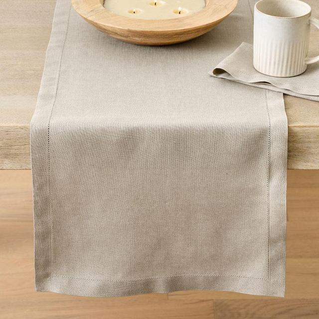 Belgian Linen Table Runner, 16" x 126" - Dark Flax