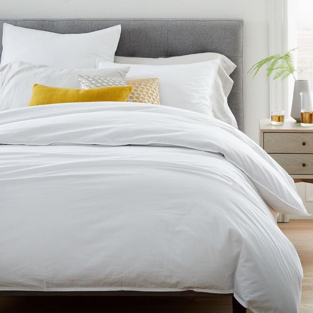 Organic Washed Cotton Duvet, King, Stone White