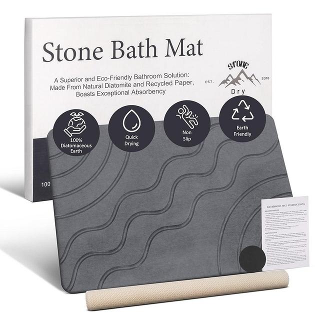 Stone Bath Mat, Diatomaceous Earth Bath Mat, Stone Bath Mats for Bathroom & Shower, Non-Slip Quick Drying & Absorbent Diatomite Stone Bath Mat, Stone Drying Mat for Kitchen Counter