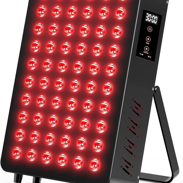 Red Light Therapy Panel, 660nm Red & 850nm Near Infrared Light Therapy Device with TENS & EMS Functions, 60 Dual Chip LEDs, 6 Programs, Timer, Stand, High Power LED Light Therapy Lamp for Face Body