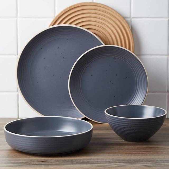 Stone Lain Lauren Stoneware 16-piece Round Dinnerware Set, Charcoal