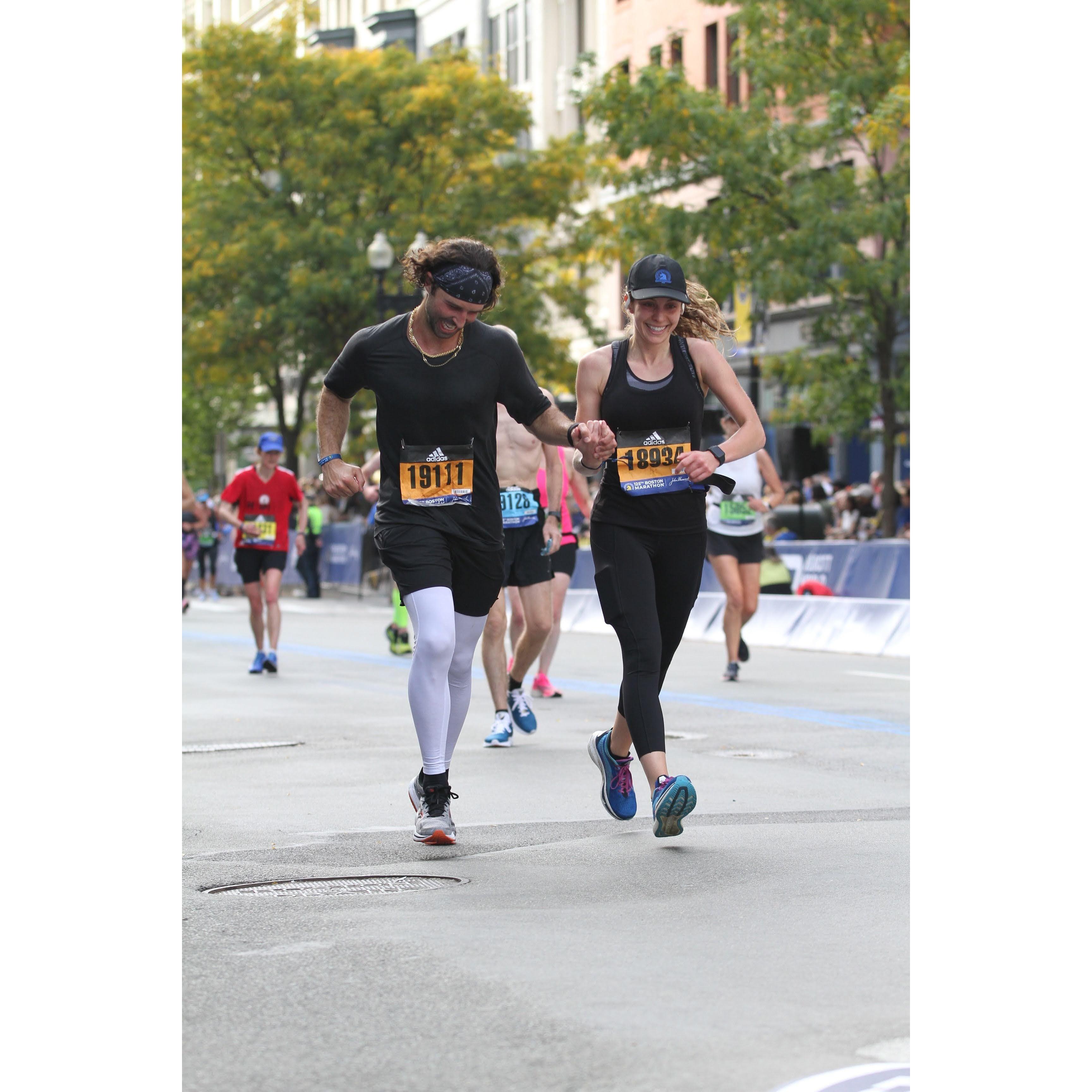 Emma forced us to hold hands across the finish line.