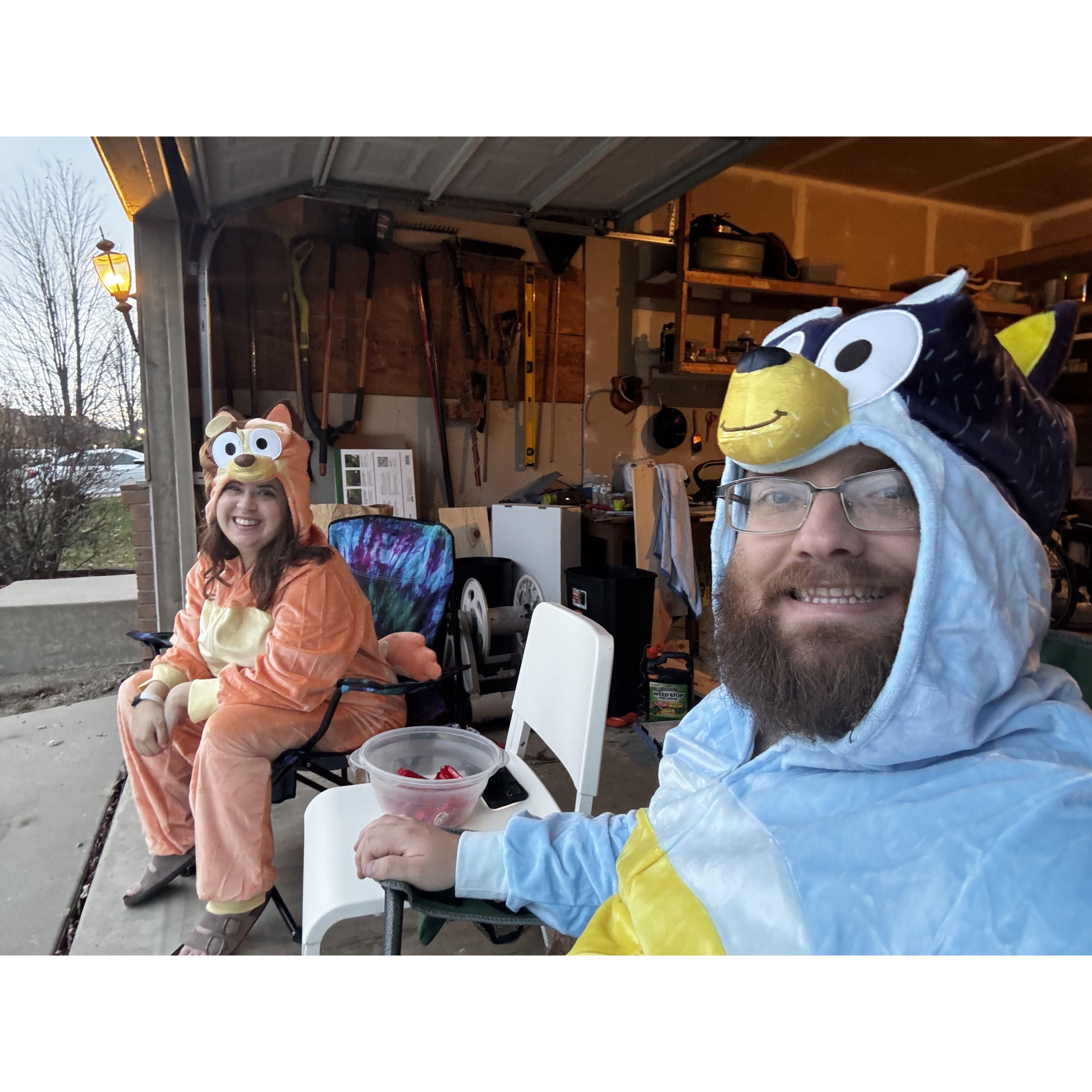 Blue unesies for Halloween 2024 - extremely comfortable and crowd pleasers
