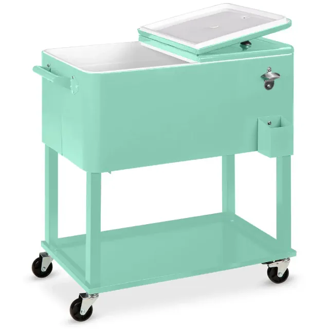 Best Choice Products 80qt Steel Rolling Cooler Cart w/ Bottle Opener, Catch Tray, Drain Plug, Locking Wheels - Mint