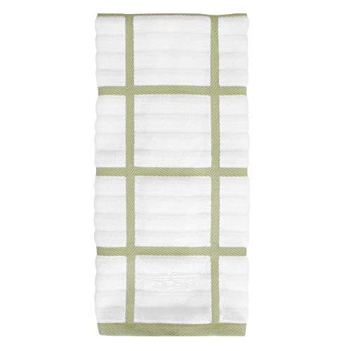 All-Clad Textiles 100-Percent Combed Terry Loop Cotton Kitchen Towel, Oversized, Highly Absorbent and Anti-Microbial, 17-inch by 30-inch, Checked, Fennel