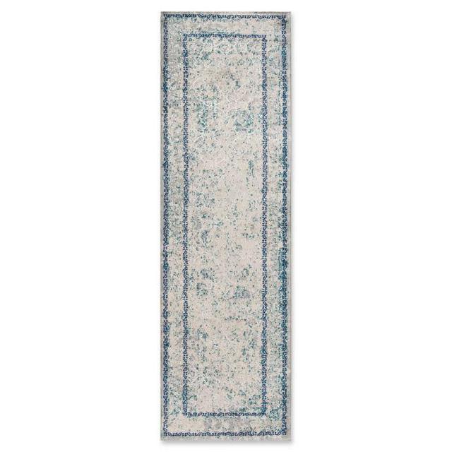 Momeni Luxe Distressed Border 2’3 x 7’6 Runner in Blue