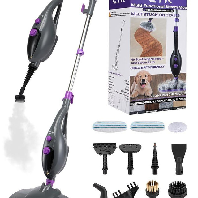 CYK Steam Mops for Floor Cleaning, 12 in 1 Handheld Steam Cleaner for Home, Floor Steamer for Hardwood Floors and Tile (Purple-grey)