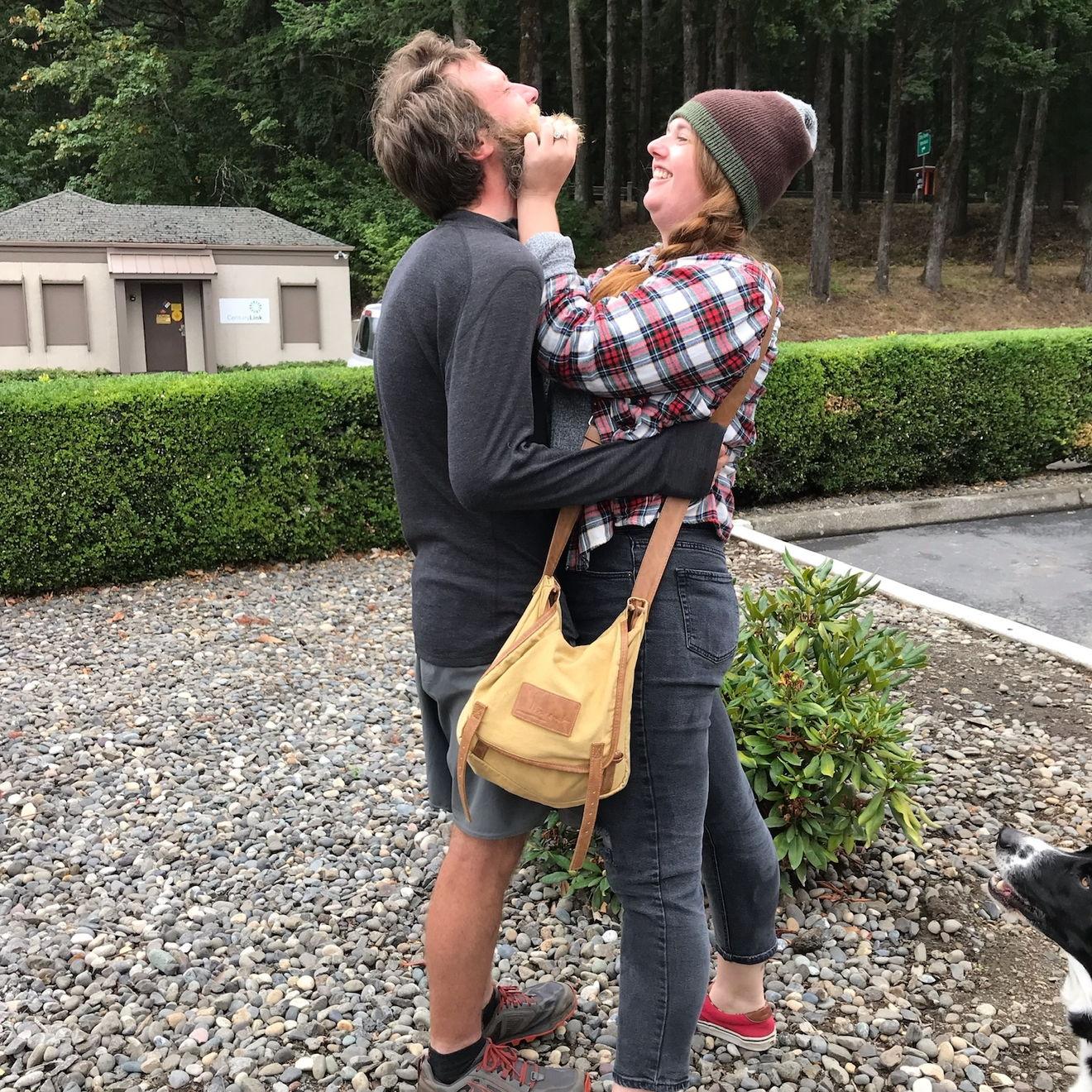 Me surprising him during his PCT Adventure