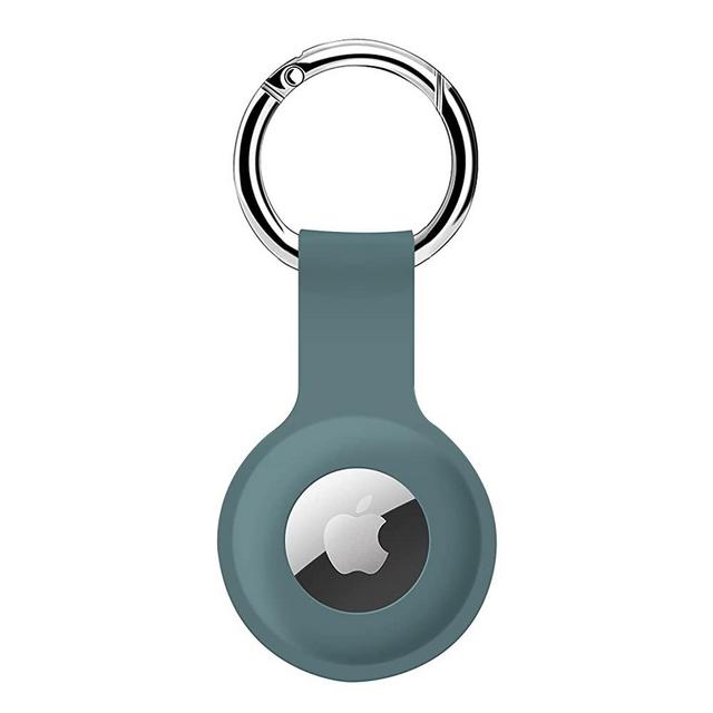 Holder Case for AirTags Ultra Light Silicone Sleeve for AirTags Anti-Scratch Protective Skin Cover with Anti-Losing Keychain Ring Accessory Compatible with Apple AirTags 2021 (Dark Green)