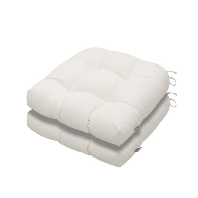 Magpie Fabrics 19"x19" Tufted Seat Cushion 2 Pack, U-Shaped Patio Cushions with ties, Outdoor/Indoor Chair Pads Waterproof for Dining Garden Balcony Office - Cream Beige