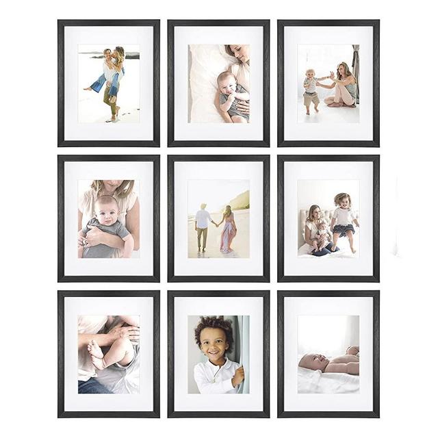 Sheffield Home 9 Piece Gallery Wall Frame Set, 11x14 in. matted to 8x10 in. (Matte Black)