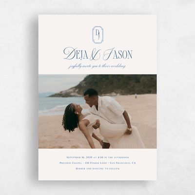 Cobalt, Blue Wedding Invitation - Sage Photo