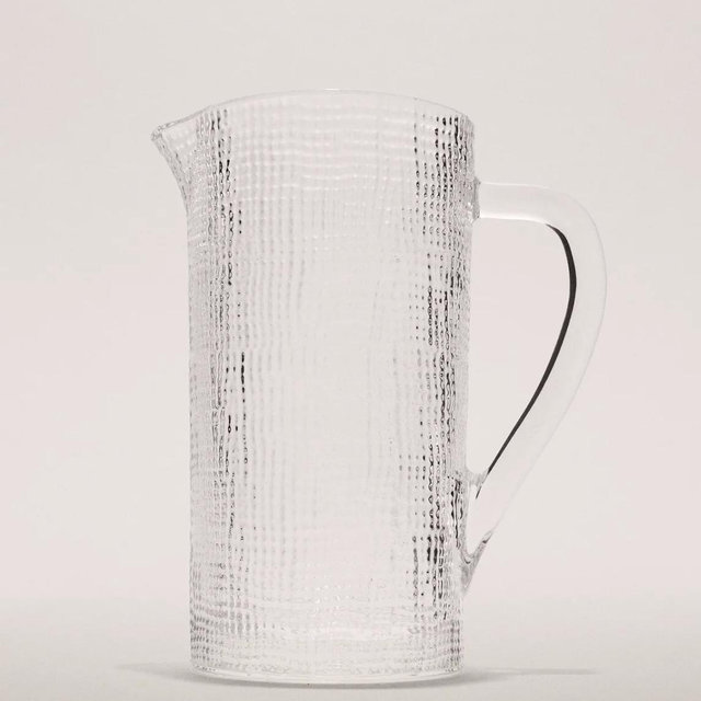 RAISED DESIGN GLASS PITCHER