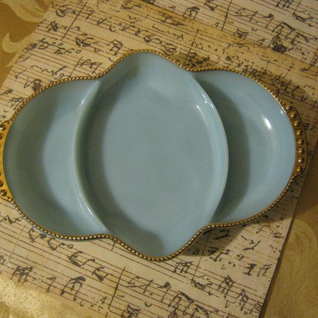 Vintage Fire king blue relish dish