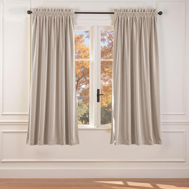 Lazzzy Velvet Blackout Curtains Thermal Insulated Room Window Drapes Super Soft Luxury Curtains for Living Room Bedroom Rod Pocket 2 Panels, Oatmeal, 52" W x 72" L