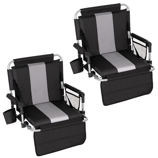 HIGH POINT SPORTS Foldable Stadium Seat Portable Folding Stadium Chairs Padded Bleacher Seat Cushion Bleacher Chair with Armrest and Cup Holder