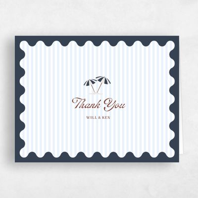 Grayed Navy, Blue Wedding Thank You - Marquesas Landscape