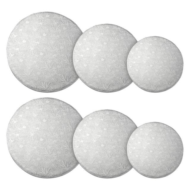 Juvale Set of 6 Silver Cake Drums, 8, 10 and 12 Inch Round Boards for Baking
