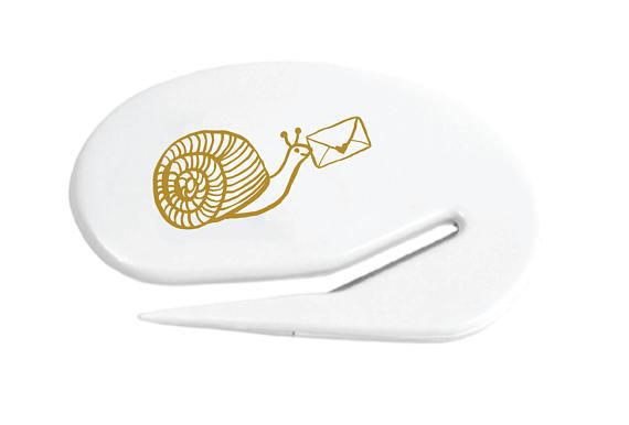Snail Mail Letter Opener / White and Gold / Snail with Heart Envelope / Envelope Opener