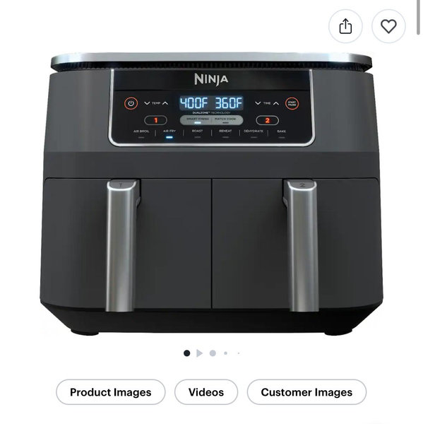 Ninja - Foodi 6-in-1 8-qt. 2-Basket Air Fryer with DualZone Technology & Air Fry, Roast, Broil, Bake, Reheat & Dehydrate - Dark Gray