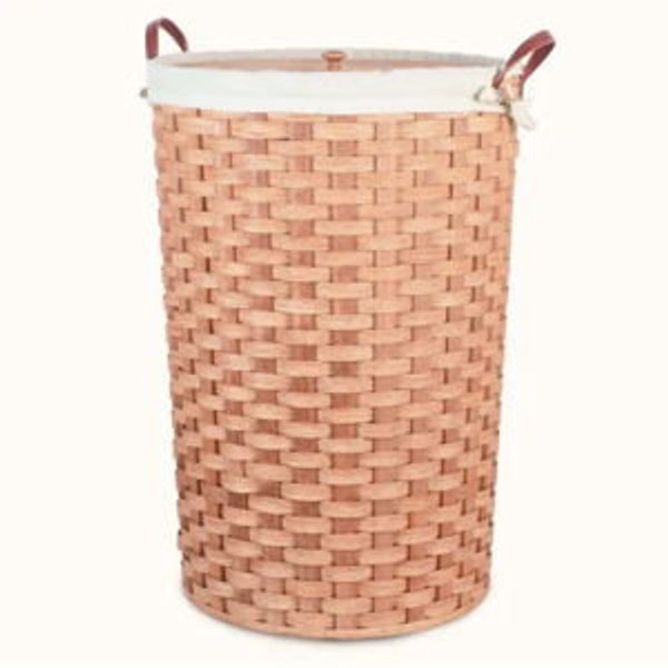 Wicker Hamper | Extra-Large Round Woven Laundry Basket w/Lid (Cream Liner)