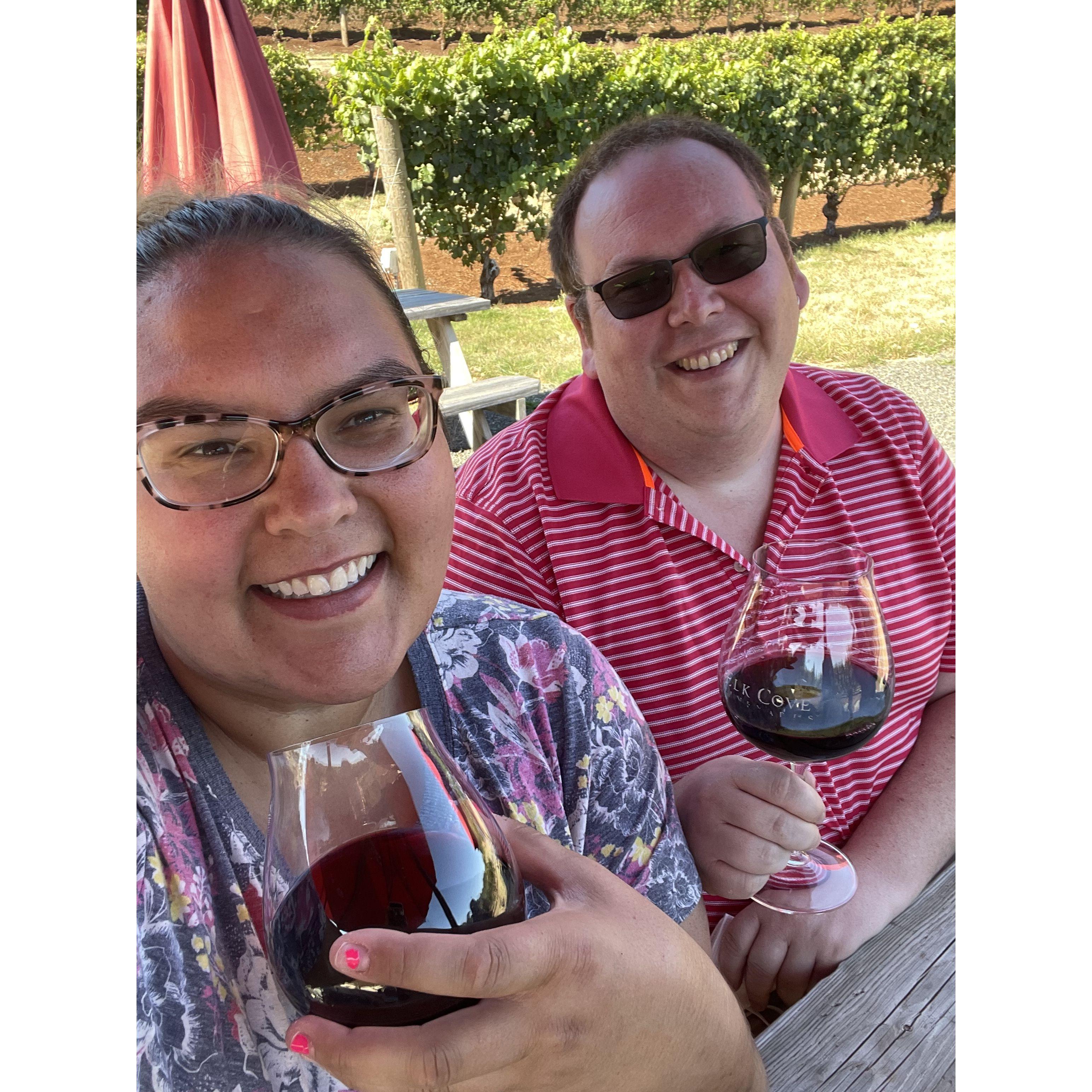 Wine Tasting in the summer of 2022 when Dan met more of my family.
