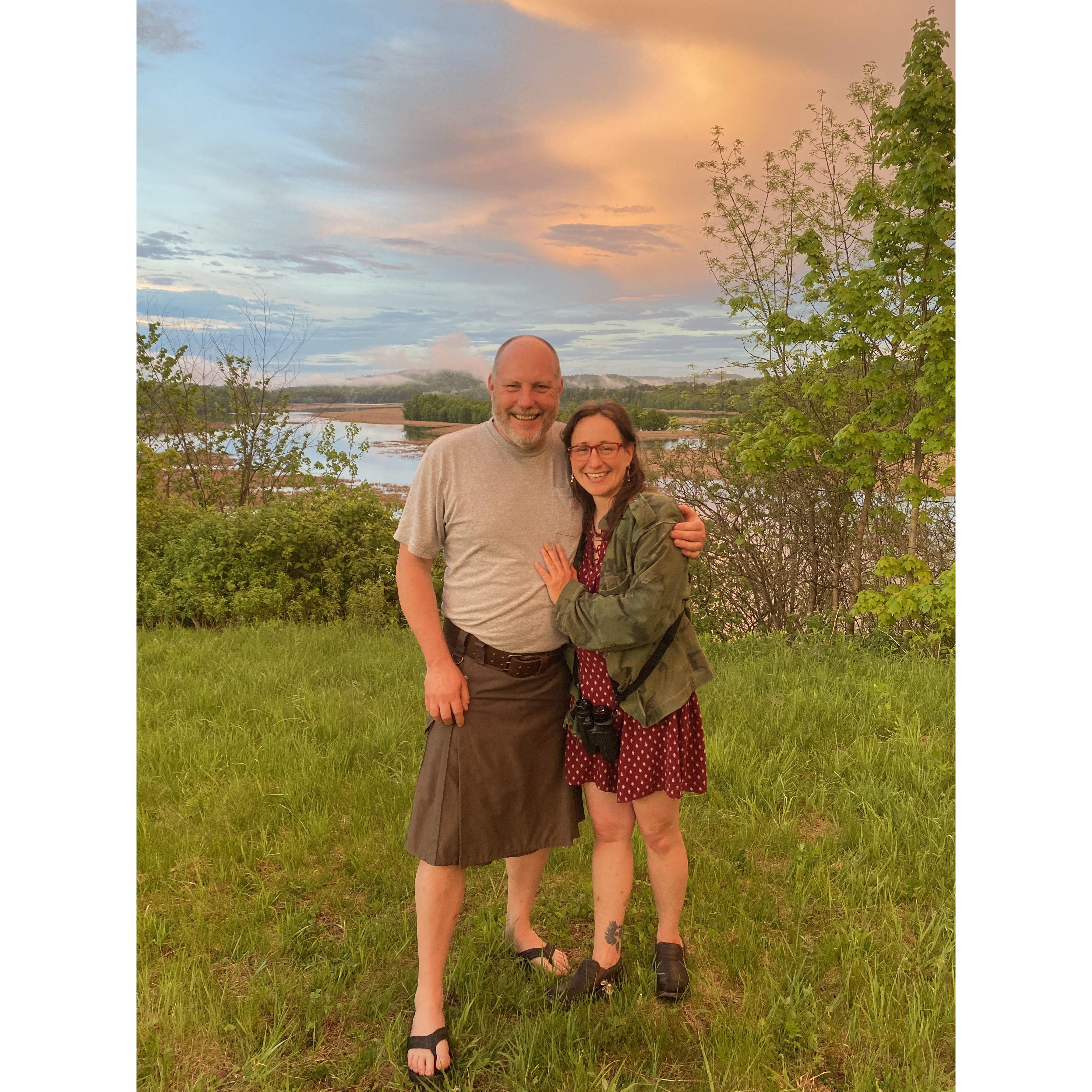 First photo of us together.  This is at Mira's place (The Falls).  We are beyond lucky to have the wilderness at our fingertips.