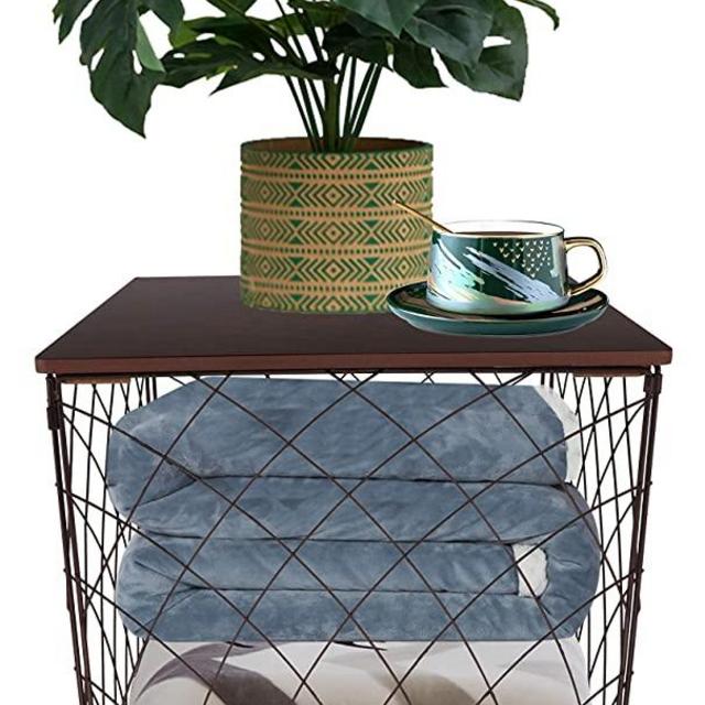 Aurynns Square Storage End Table, Blanket Storage Living Room(Brown)