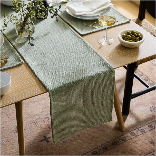 Textured Canvas Runner, Eucalyptus