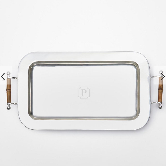 Silver and Bamboo Serving Tray