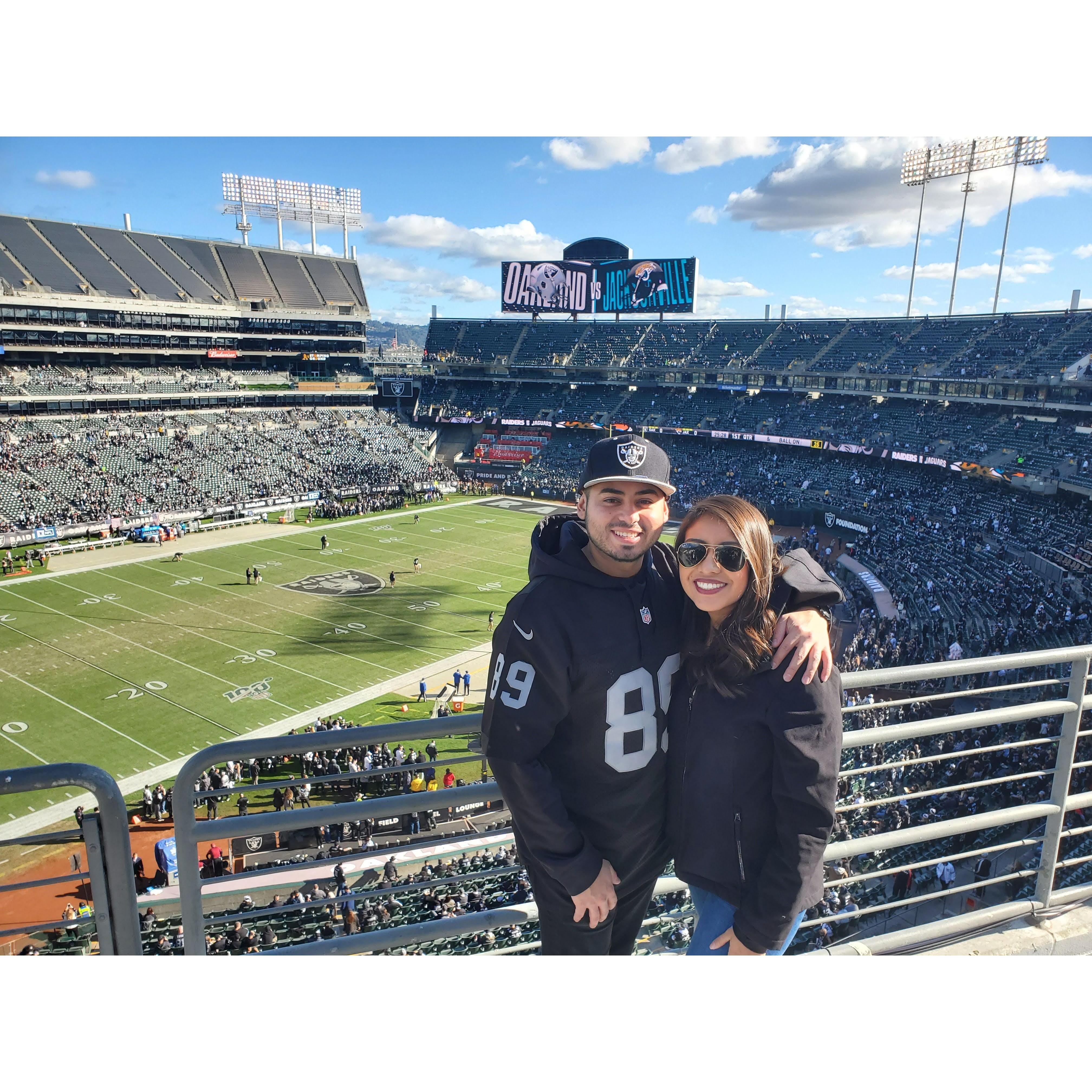 Trip to Oakland, CA to watch the Raiders (Joe's favorite team) play in that stadium for the last time before moving to Vegas.