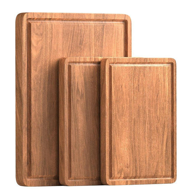 Acacia Wood Cutting Boards Set of 3 for Kitchen Large Wooden Cutting Board with Juice Groove & Built-in Handle Chopping Board for Meat Cheese Fruits(12x7,12x10,17x12 inch)
