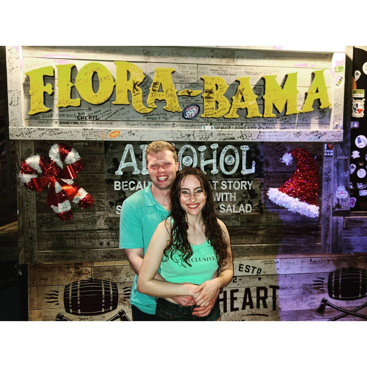 Riley introducing Anna to perhaps his favorite place on earth - The Flora-Bama beach bar in Pensacola, FL during their first vacation December of 2021.