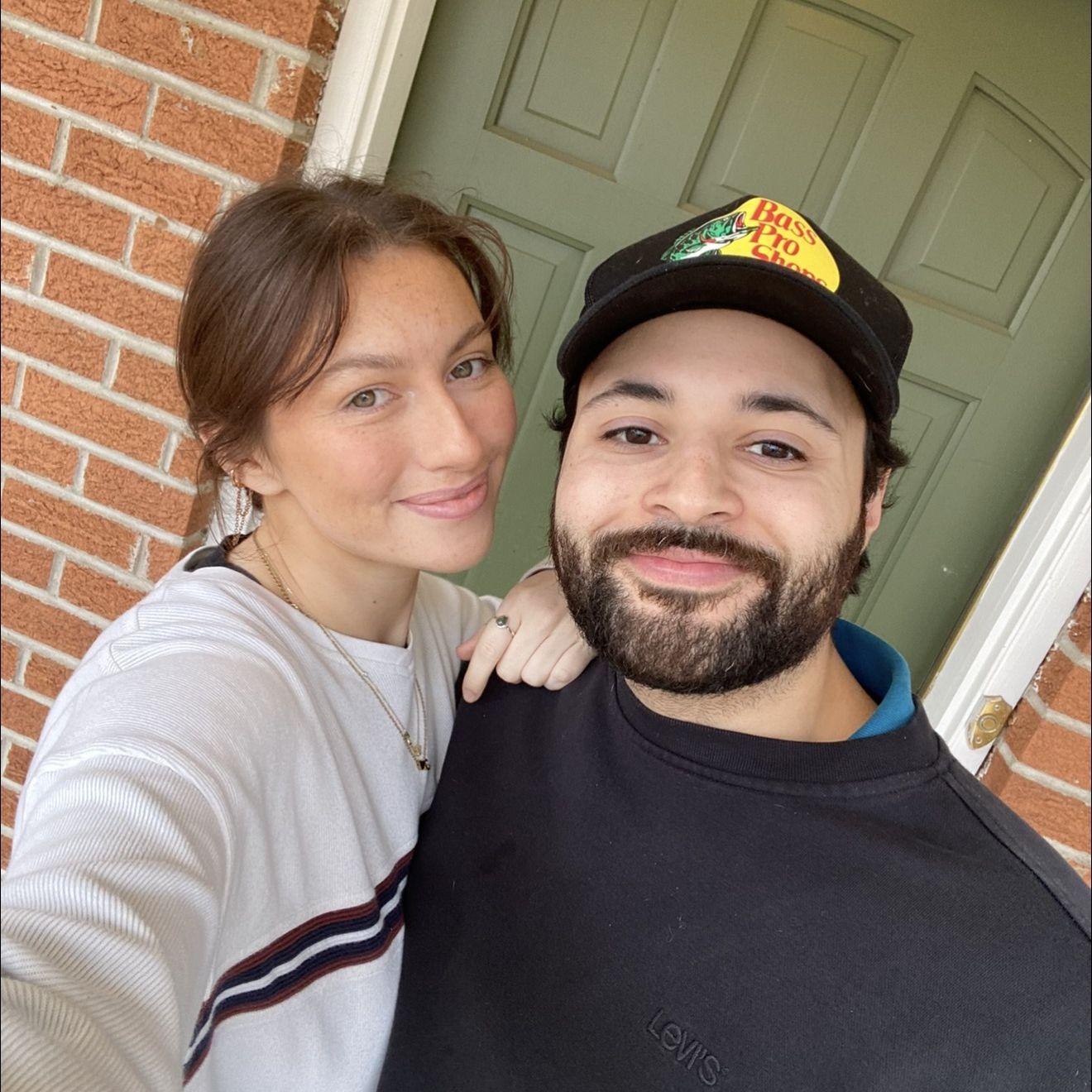 Our first picture in front of our home right before we got it!