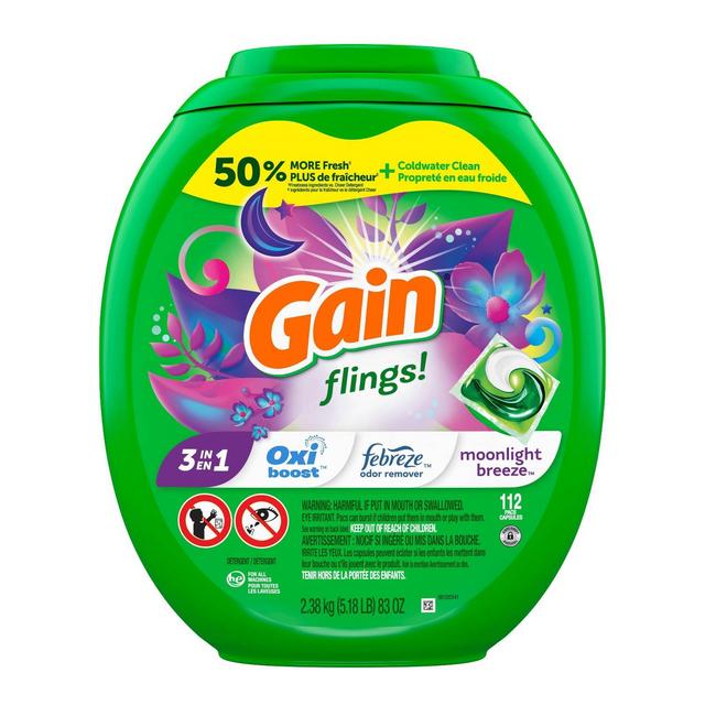 Gain flings! Liquid Laundry Detergent Pacs - Moonlight Breeze - 83oz/112ct