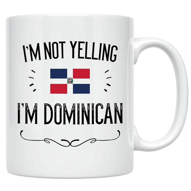 Casitika Funny Dominican Republic Gifts. I'm Not Yelling I'm Dominican 11 Oz Ceramic Coffee Mug. Cups for Dominicans and Latin Men or Women Featuring the DR Flag.