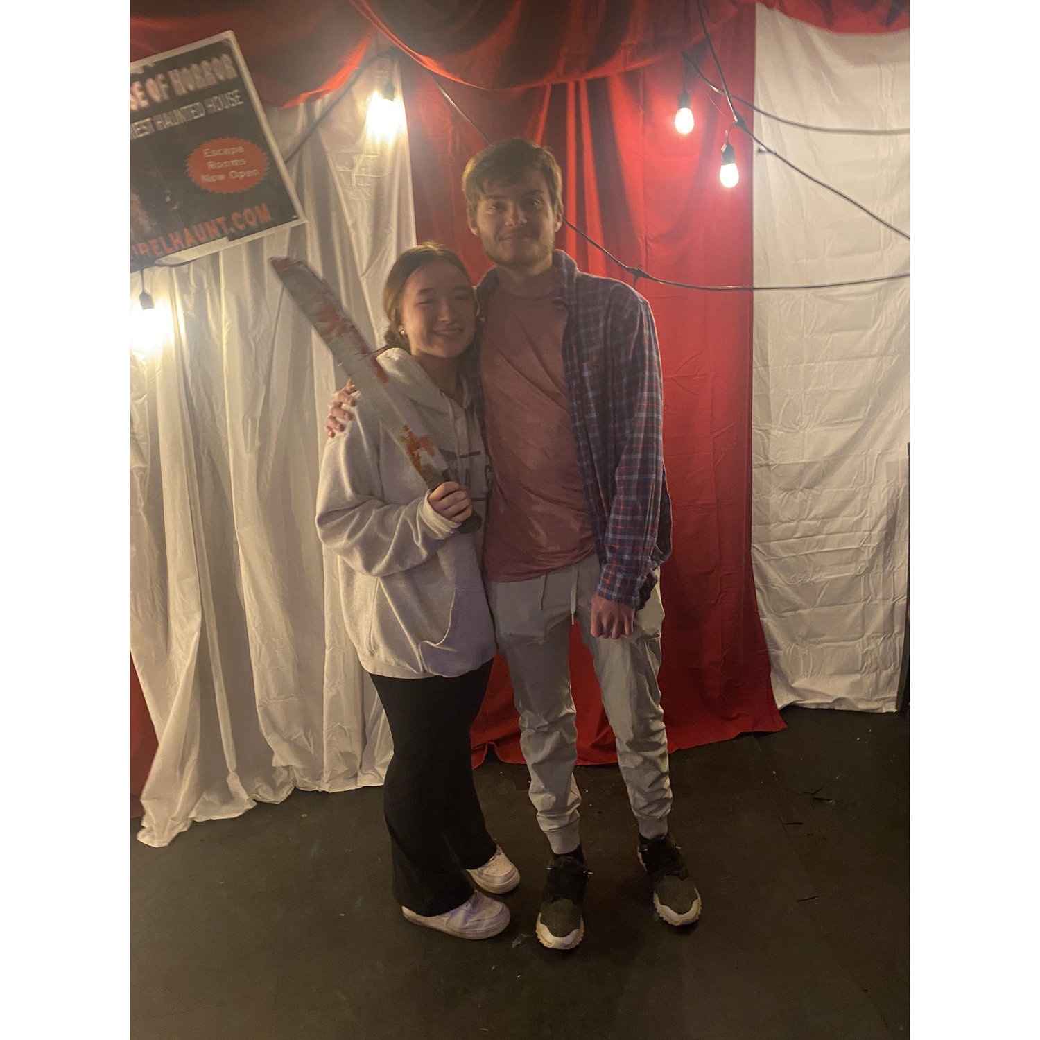 Ashley cried at a Haunted House and Brandon wanted a picture