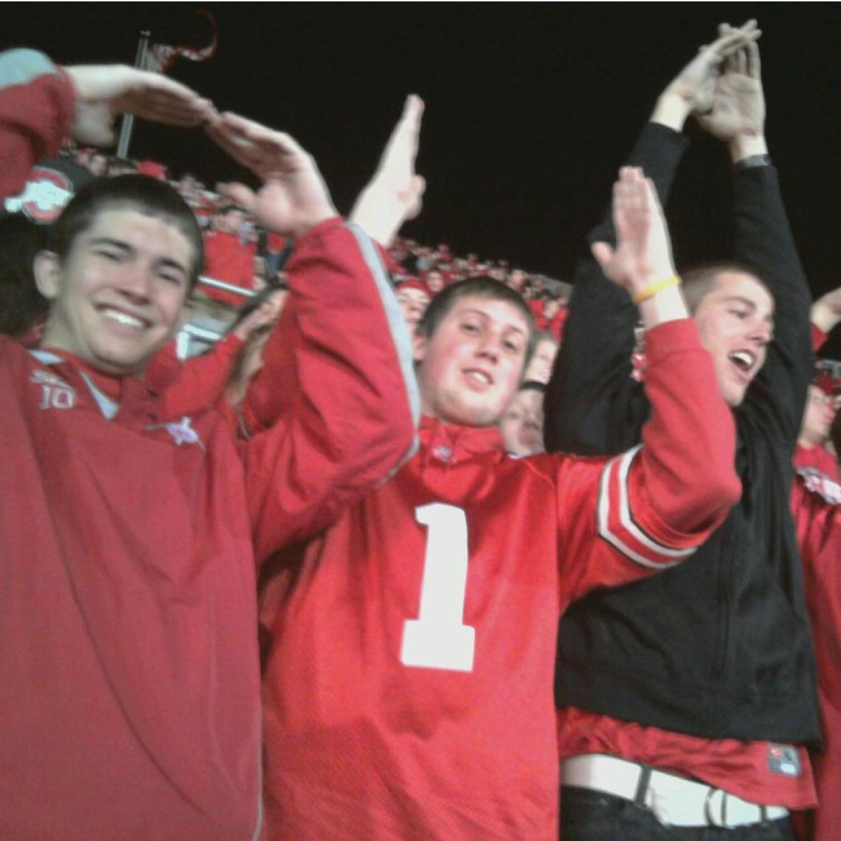 Celebrating with Best-man Tshade and TJ Vaneerten at the OSU v Wisconsin game in 2011