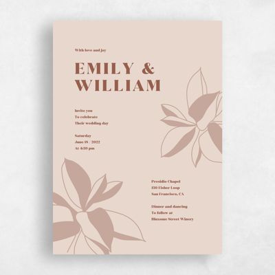 Light Mocha, Brown Wedding Invitation - Hernando Type