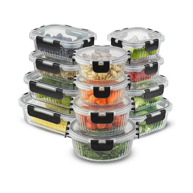 JoyJolt 24-piece Fluted Food Storage Container Set with Lids