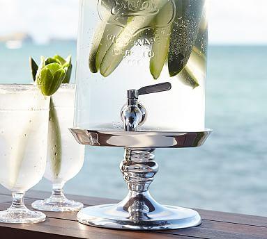 Silver Metal Drink Dispenser Stand