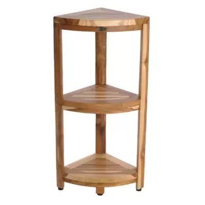 EcoDecors® EarthyTeak™ Oasis 33-Inch Teak 3-Tier Corner Shelf