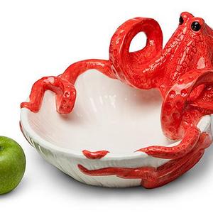 Octopus Sculpted Ceramic Serving Bowl