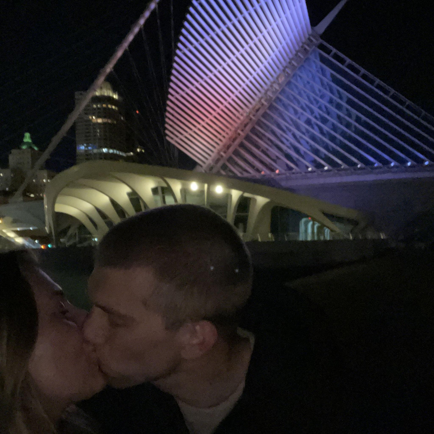A night celebrating our 8 year anniversary ended with a sparkly diamond on Kaia's finger 💍 Nick proposed behind the Milwaukee Art Museum and we celebrated with free champagne and dessert afterwards!